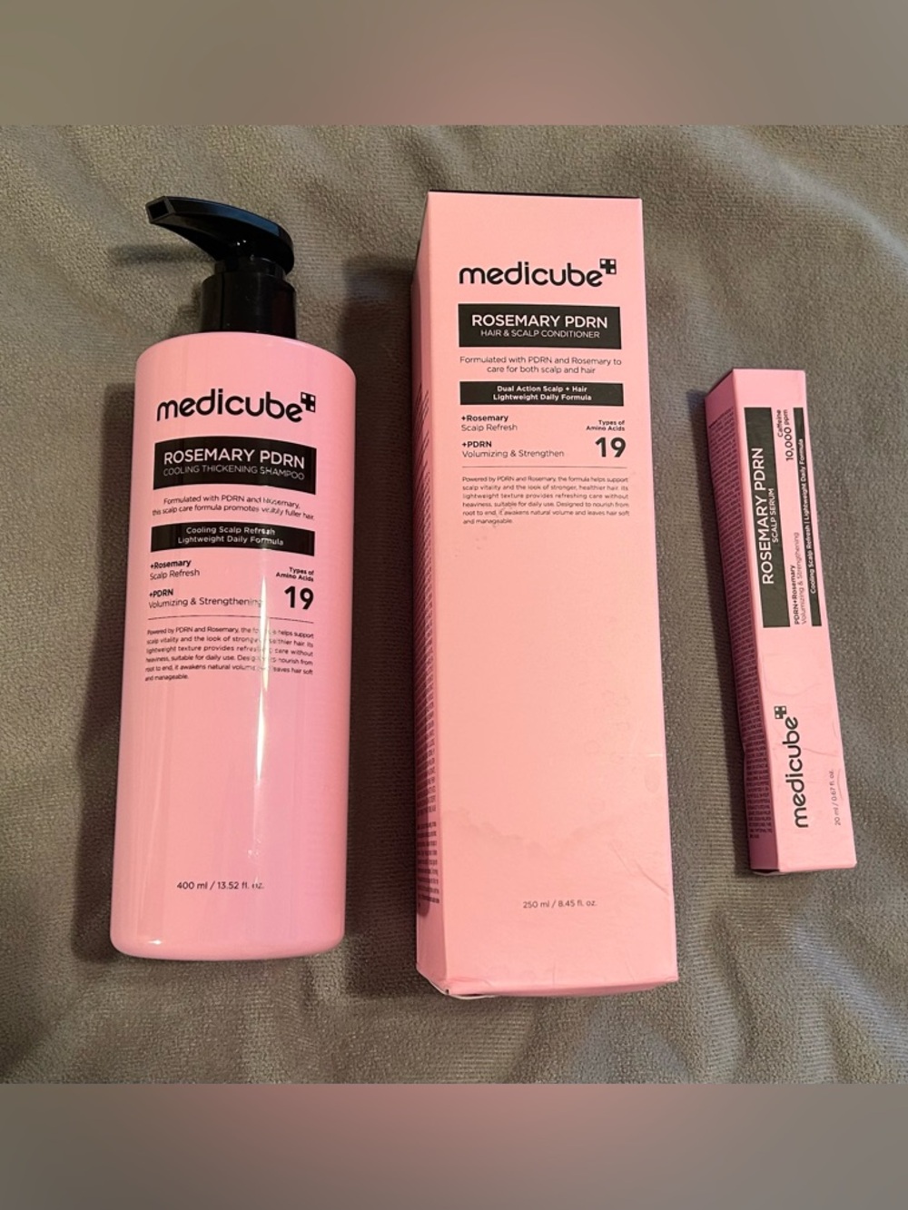 medicube Rosemary PDRN Shampoo, Conditioner, and Scalp Serum- Pink